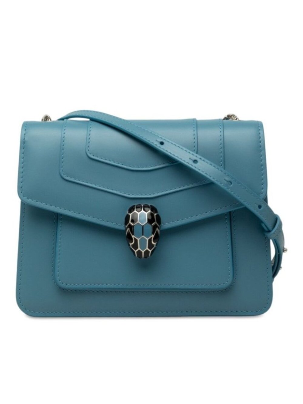 Bvlgari Serpenti Forever Chain Shoulder Bag Crossbody Blue Leather